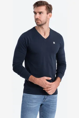 Ombre Clothing Textil Pánské tričko s dlouhým rukávem Keuntres navy