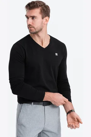 Ombre Clothing Textil Pánské tričko s dlouhým rukávem Keuntres černá