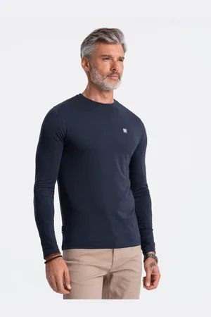 Ombre Clothing Textil Pánské tričko s dlouhým rukávem Biraunt navy