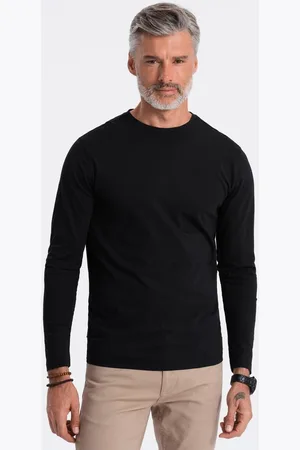 Ombre Clothing Textil Pánské tričko s dlouhým rukávem Eliwn černá