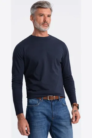 Ombre Clothing Textil Pánské tričko s dlouhým rukávem Eliwn navy
