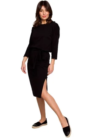 BeWear Textil Dámské midi šaty Thazron B222 černá