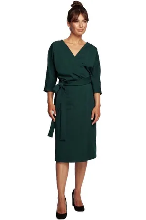 BeWear Textil Dámské midi šaty Loni B241 tmavě