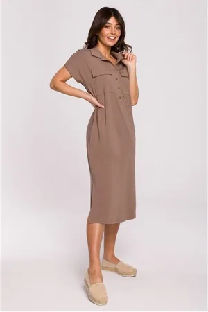 BeWear Textil Dámské midi šaty Thazron B222 kakaová