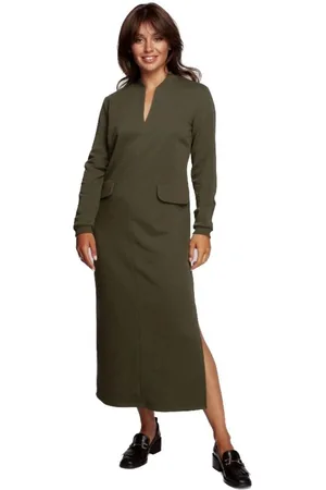 BeWear Textil Dámské midi šaty Seemi B242 olivová