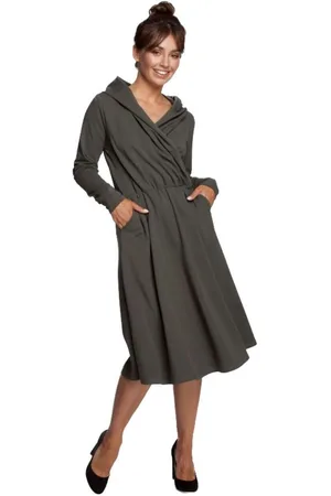 BeWear Textil Dámské midi šaty Yangzom B245 vojenská