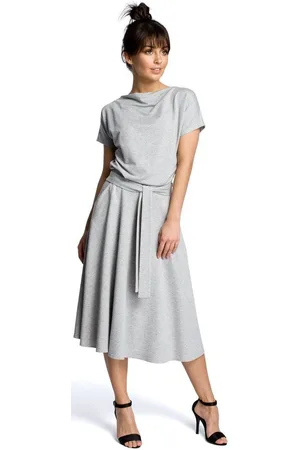 BeWear Textil Dámské midi šaty Evap B067 šedá