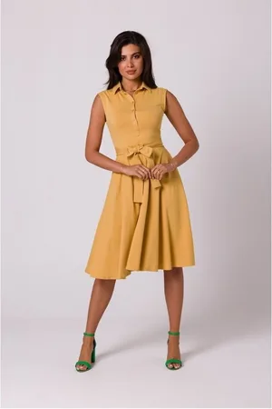 BeWear Textil Dámské midi šaty Isodamors B261 medová
