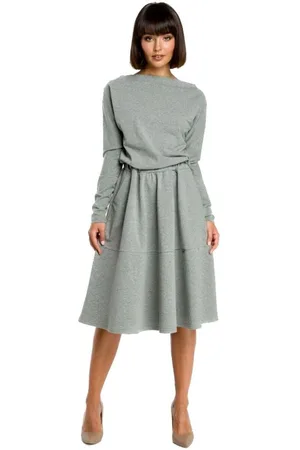 BeWear Textil Dámské midi šaty Youdon B087 šedá