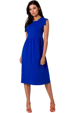 BeWear Textil Dámské midi šaty Clariwse B262 královsky modrá