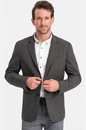 Ombre Clothing Textil Pánské kostkované sako Hamzah grafitová