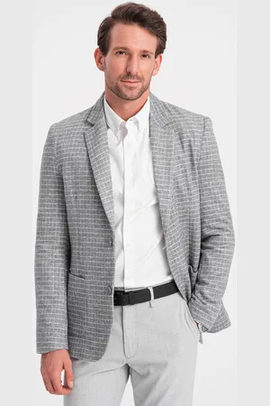 Ombre Clothing Textil Pánské kostkované sako Ilrune šedá
