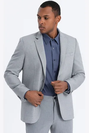 Ombre Clothing Textil Pánské kostkované sako Hamzah šedá