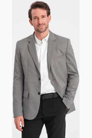 Ombre Clothing Textil Pánské kostkované sako Durothil šedá