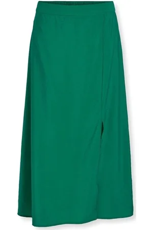 VILA Textil Milla Midi Skirt - Ultramarine Green