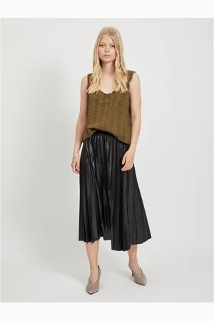 VILA Textil Nitban Midi Skirt - Black