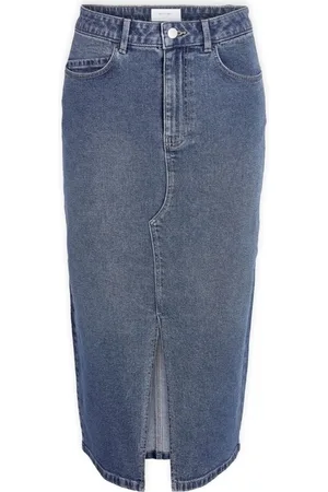 Noisy May Textil Noos Kath Midi Skirt - Medium Blue Denim