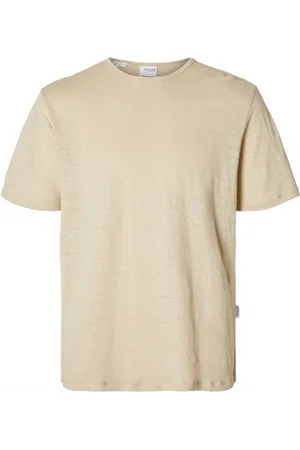 SELECTED Textil T-Shirt Bet Linen - Oatmeal