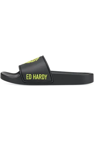 ED HARDY Boty Sexy beast sliders black-fluo yellow