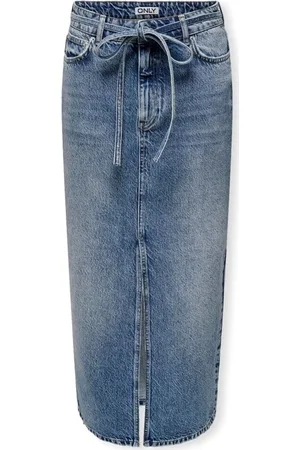 ONLY Textil Gianna Belted Skirt - Medium Blue Denim