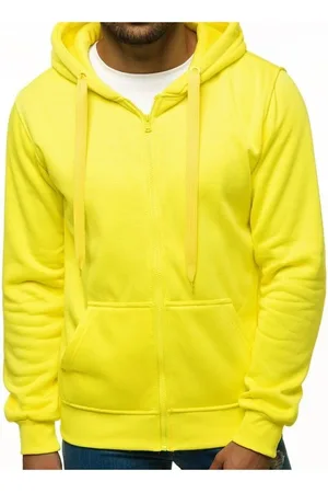 Ozonee Textil Pánská mikina s kapucí Woodside neonová žlutá