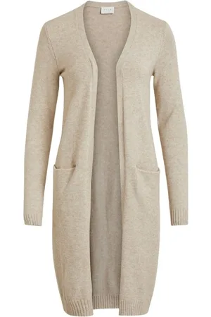 VILA Textil Noos Ril Long Cardigan - Natural Melange
