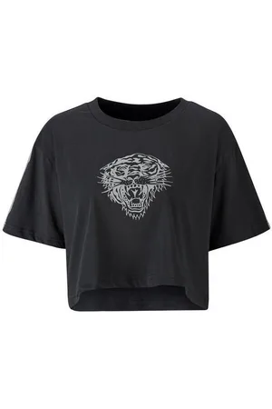 ED HARDY Textil Tiger glow crop top black