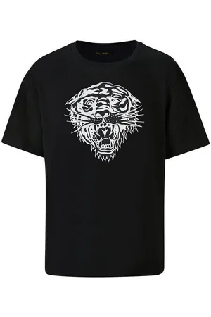 ED HARDY Textil Tiger glow tape crop tank top black
