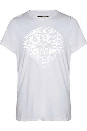 ED HARDY Textil Tiger glow tape crop tank top white
