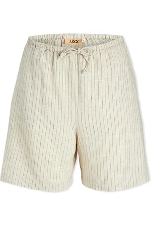 JJXX Textil Laura Shorts - Feather Gray/Pinstripe