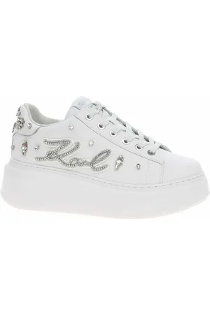 Karl Lagerfeld Boty Dámská obuv KL63525 01S White Lthr w-Silver