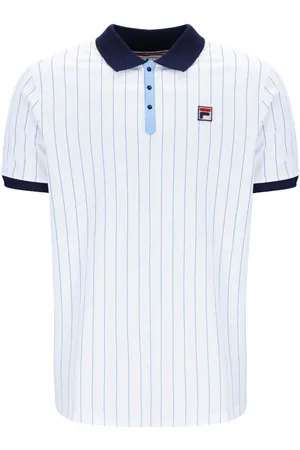 Fila Textil BB1 Classic Striped Polo Shirt White/ Navy/Vista Blue