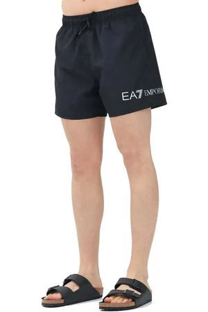 EA7 Textil Logo Swim Shorts Black/Silver Logo