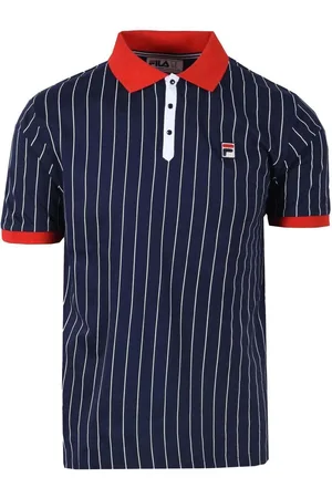 Fila Textil BB1 Classic Striped Polo Shirt Navy/ Red