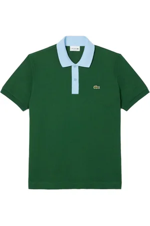 Lacoste Textil Classic Fit Contrast Collar Polo Shirt Green/Blue