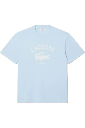 Lacoste Textil Signature Print Cotton T-Shirt Light Blue