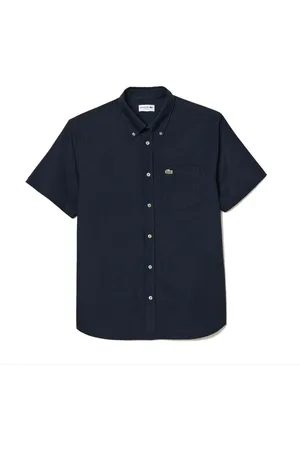 Lacoste Textil Regular Fit Short Sleeved Oxford Shirt Navy Blue