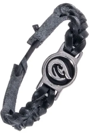 Šperky Eshop Pletený černý náramek - kůže, tribal ornament