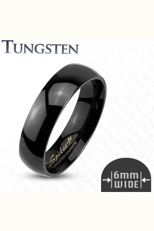 Šperky Eshop Wolframový hladký černý prsten, 6 mm - Velikost: 49