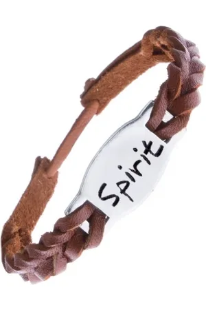 Šperky Eshop Řemínek na ruku z kůže - pletený, karamelově hnědý, "SPIRIT"
