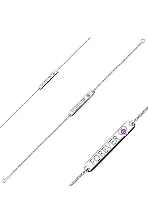 Šperky Eshop Náramek ze stříbra 925 - obdélníková očka, podlouhlá známka, nápis, srdce, zirkon