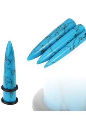 Šperky Eshop Expander do ucha - organický, mramorový efekt, dvě gumičky - Tloušťka : 6,5 mm