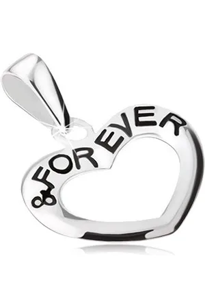 Šperky Eshop Obrys srdce, nápis "& FOREVER", přívěsek ze stříbra 925