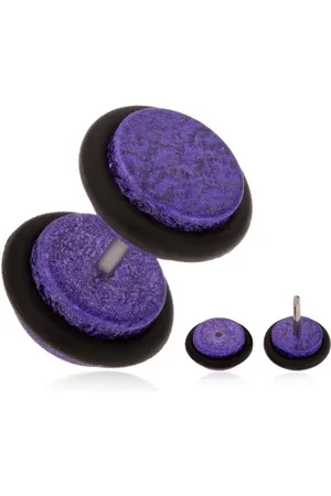 Šperky Eshop Akrylový falešný plug do ucha, fialový pískovaný povrch, gumičky