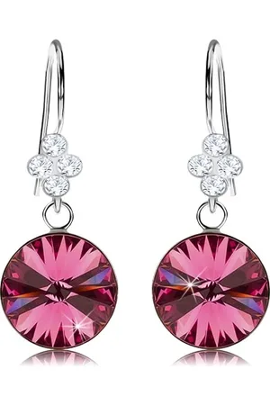 Šperky Eshop Náušnice ze stříbra 925, broušený křišťál Swarovski růžové barvy, 11 mm