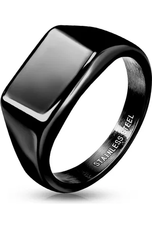 Šperky Eshop Černý prsten z nerezové oceli 316L - obdélník, hladký povrch, PVD - Velikost: 52