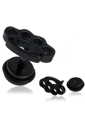 Šperky Eshop Falešný piercing do ucha z chirurgické oceli - černý boxer