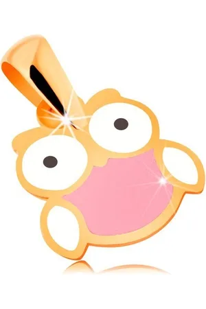 Šperky Eshop Zlatý 14K přívěsek, glazovaná moudrá sovička, bílá a růžová barva