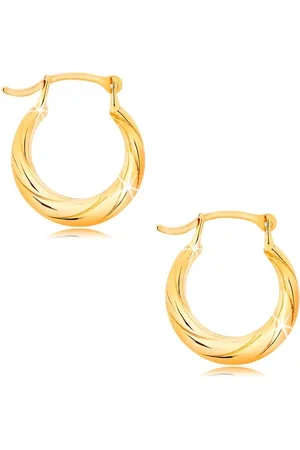 Šperky Eshop Kruhové náušnice ze žlutého 14K zlata - motiv zatočeného lana, vysoký lesk