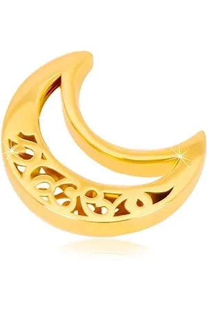 Šperky Eshop Zlatý přívěsek 585 - půlměsíc s ornamenty, půlměsíčkovitý výřez